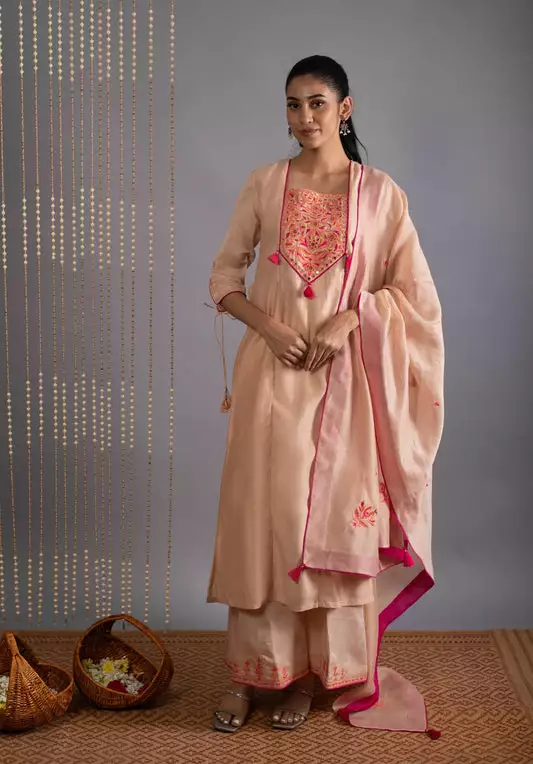 Banjara Patch Set in Beige and orange Color